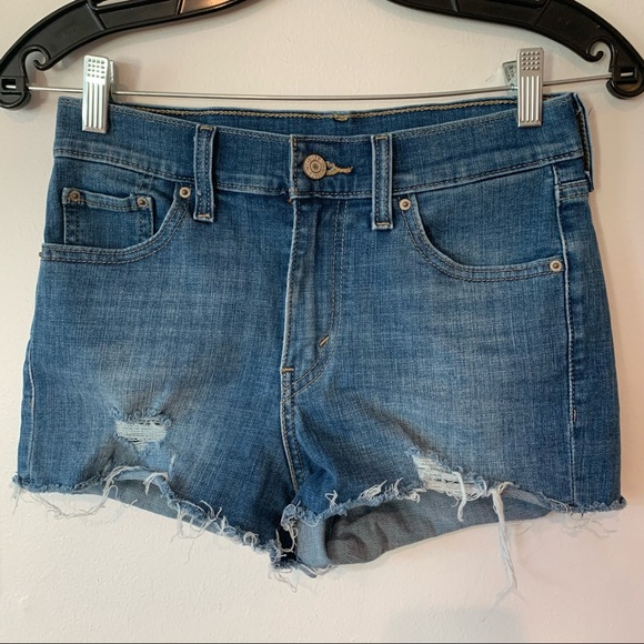 Levi’s Denim Jean Distressed shorts size 25 women’s Blue Summer - Picture 2 of 12